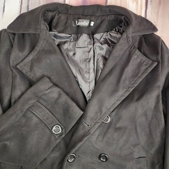 Lende Mens XL Pea Coat‎ Winter Long Jacket Double Breasted Overcoat - Picture 1 of 9